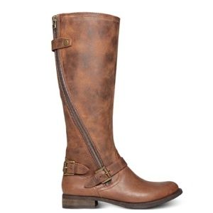 Steve Madden Leather Sinclair Cognac Riding Boots